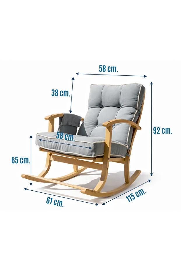 Ahşap Sallanır Koltuk Sallanan Sandalye TV Koltuğu Baba Koltuğu Çift Taraflı Minderli